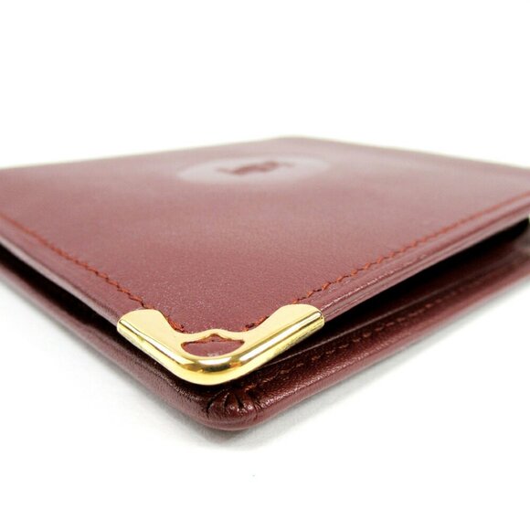 Cartier Two Folded Purse Masteline Bordeaux Enamel Leather Authentic USED T10436 - Picture 4 of 8